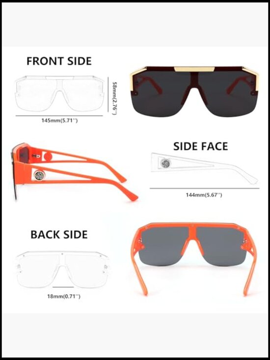 Square Oversized Sunglasses with Flat Top Shield One Piece Lens main image 4